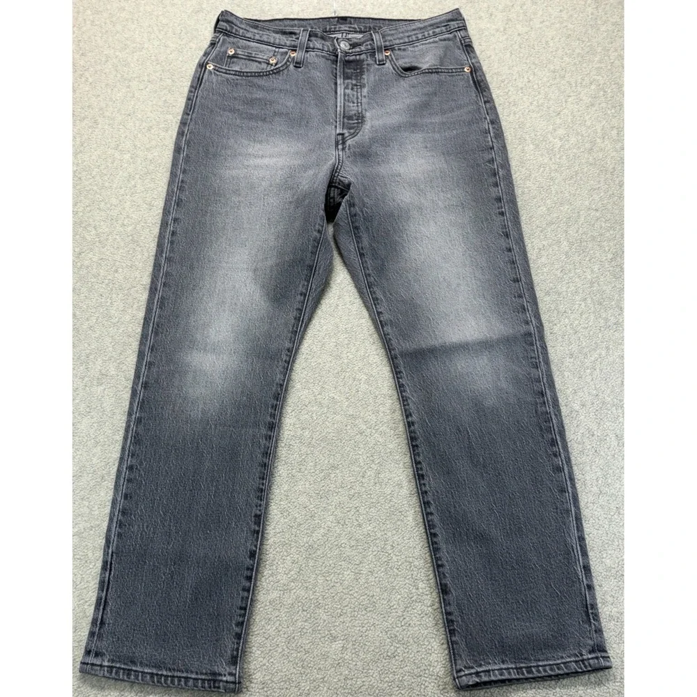 Levi's 501 Mens Relaxed Straight Jeans Charcoal Gray Classic Button Fly 29x28